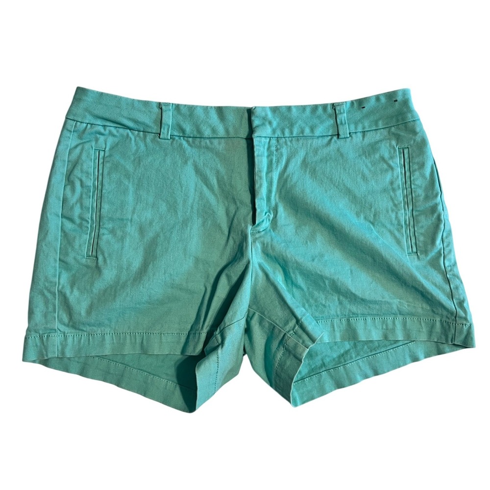 ANA A New Approach Womens Teal Green Cotton Twill Shorts Size 12 Mid Rise Chino